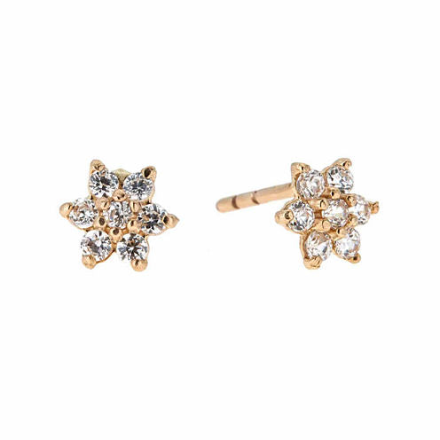 White Cubic Zirconia 14K Gold 5mm Stud Earrings