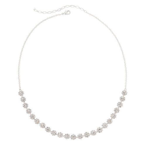 Vieste® Crystal Silver-Tone Floral Collar Necklace