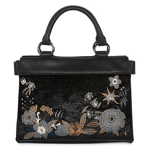 Velvet Embroidered Satchel