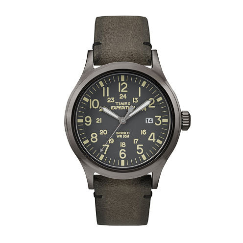 Timex® Expedition® Mens Gray Leather Strap Watch TW4B01700