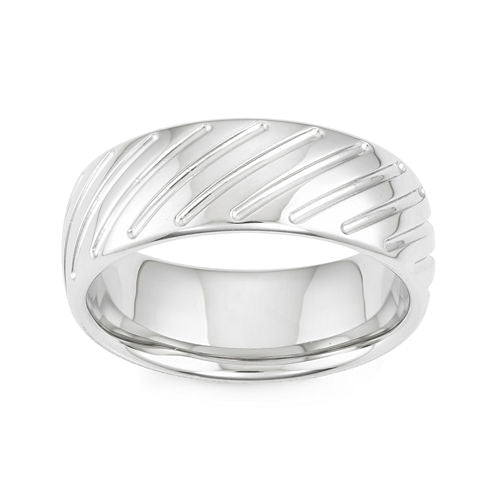 Textured Stainless Steel Band Ring