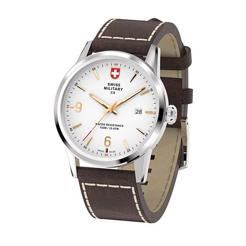 Swiss Military By Charmex Officer Mens Brown Strap Watch-78346_4_C