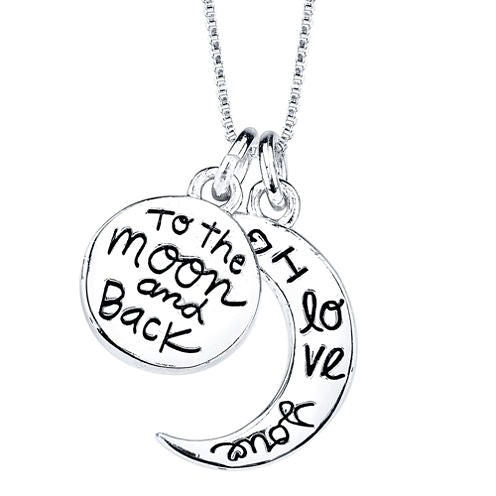 Sterling Silver "I Love You to the Moon and Back" Pendant Necklace