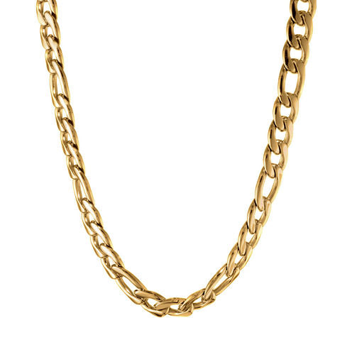 Stainless Steel Solid Figaro 30 Inch Chain Necklace