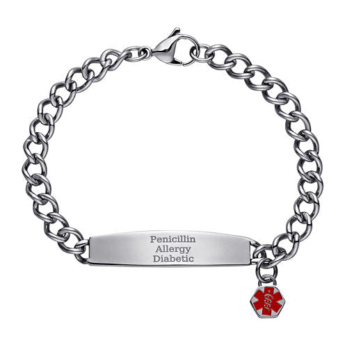 Stainless Steel Personalized Medical ID Charm Bracelet