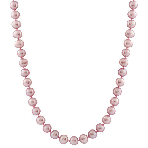 Splendid Pearls Womens 7MM Purple Cultured Freshwater Pearls 14K Gold Strand Necklace