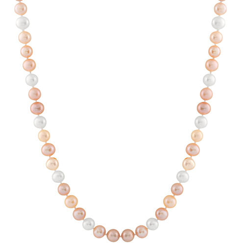 Splendid Pearls Womens 7MM Multi Color Cultured Freshwater Pearls 14K Gold Strand Necklace