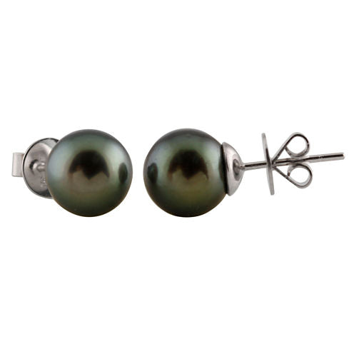 Splendid Pearls CULTURED TAHITIAN PEARLS 14K Gold 10mm Stud Earrings