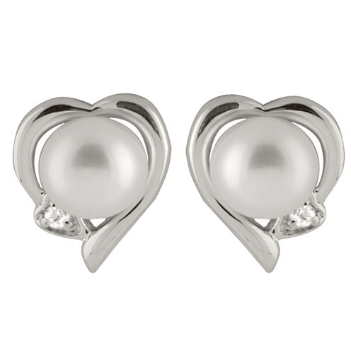 Splendid Pearls CULTURED FRESHWATER PEARLS Sterling Silver 13mm Round Stud Earrings