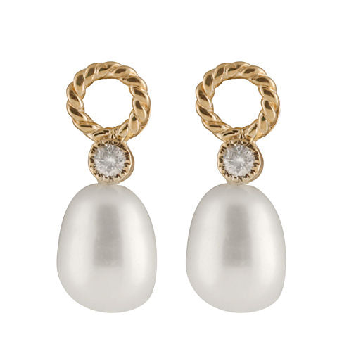 Splendid Pearls 1/10 CT. T.W. CULTURED FRESHWATER PEARLS 14K Gold Round Drop Earrings