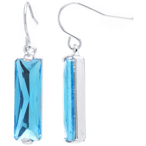 Sparkle Allure Sparkle Allure Blue Pure Silver Over Brass Rectangular Drop Earrings