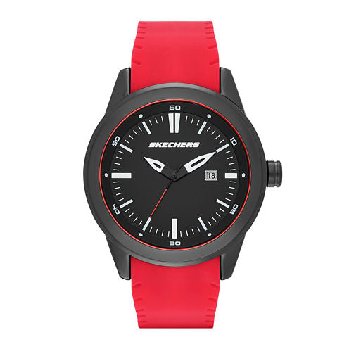 Skechers® Mens Red and Black Double-Sided Silicone Strap Watch