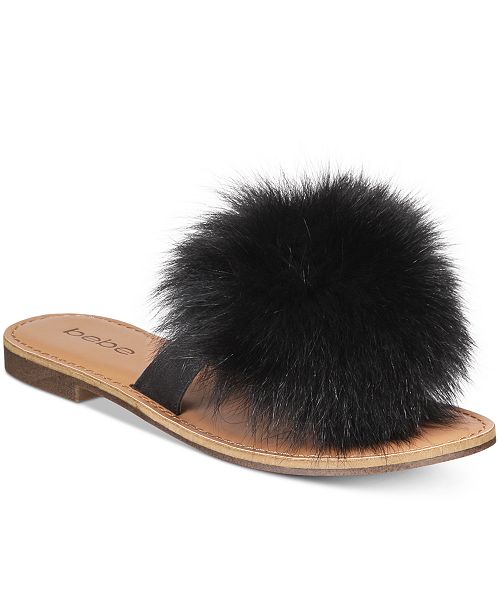 bebe Katerina Pom Pom Thong Flat Sandals