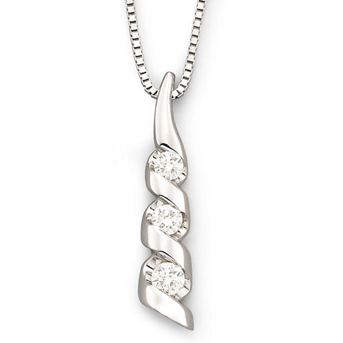 Sirena® 1/8 CT. T.W. Diamond 14K White Gold 3-Stone Pendant Necklace