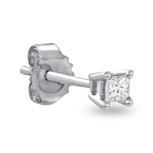 Single 1/10 CT. T.W. Diamond 14K White Gold Stud Earring