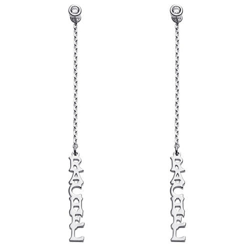 Simulated White Cubic Zirconia Sterling Silver Drop Earrings