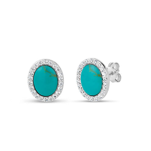 Simulated Turquoise Sterling Silver Stud Earrings