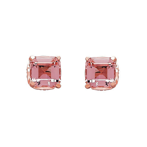 Simulated Pink Morganite 18K Rose Gold Over Silver Stud Earrings