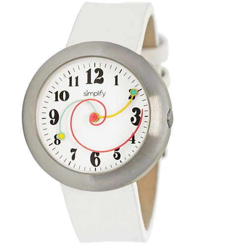 Simplify Unisex The 2700 White Leather-Band Watch SIM2702