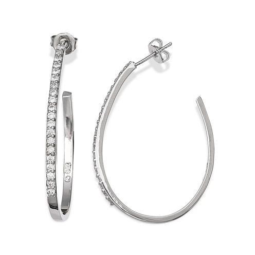 Silver Enchantment™ Cubic Zirconia Sterling Silver Oval Hoop Earrings