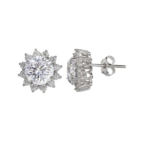 Silver Enchantment™ Cubic Zirconia Sterling Silver Halo Earrings