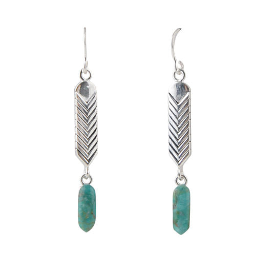 Silver Elements By Barse Lab Created Blue Turquoise Sterling Silver Drop Earrings