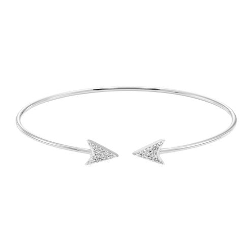 Silver .14 Carat Diamond Double Arrow Diamond Flex Bangle Bracelet