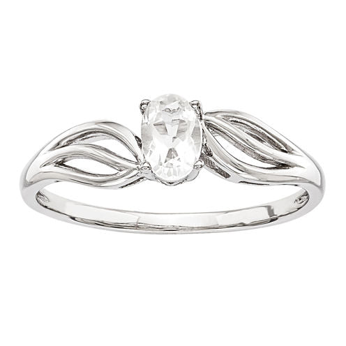 Womens White Topaz Sterling Silver Solitaire Ring