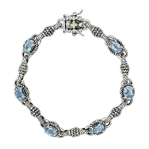 Shey Couture Genuine Swiss Blue Topaz 14K Gold Over Sterling Silver Bracelet