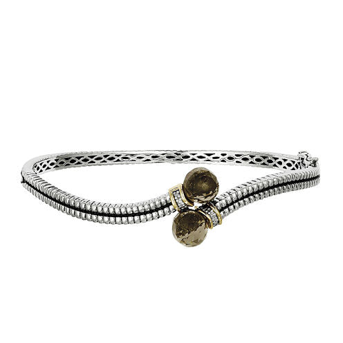 Shey Couture Genuine Smoky Quartz and Diamond-Accent Bangle Bracelet