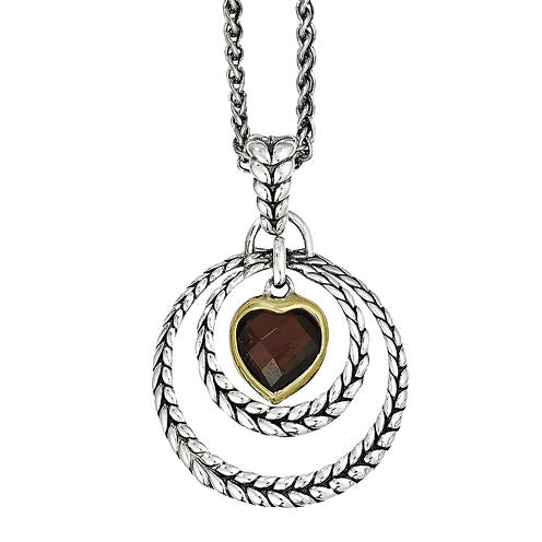 Shey Couture Genuine Garnet Heart Pendant Necklace