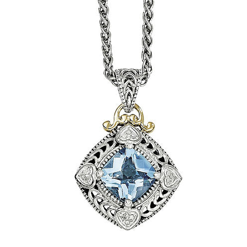 Shey Couture Genuine Blue Topaz and Diamond-Accent Pendant Necklace