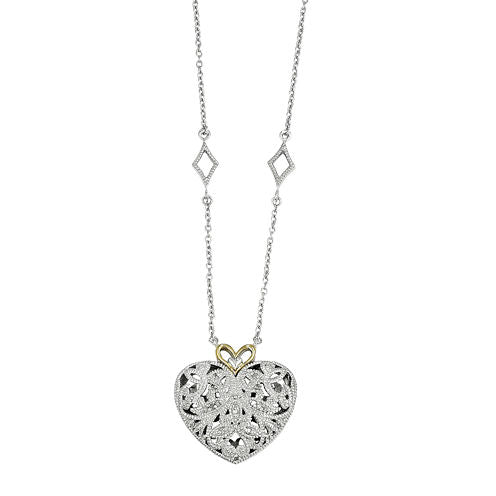 Shey Couture 1/10 CT. T.W. Diamond Sterling Silver 14K Heart Necklace