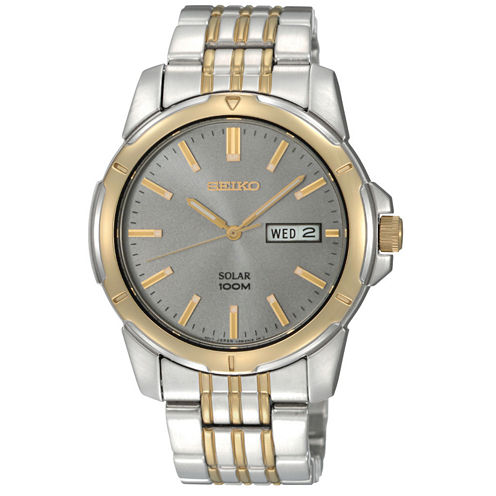 Seiko® Mens Two-Tone Solar Watch SNE098