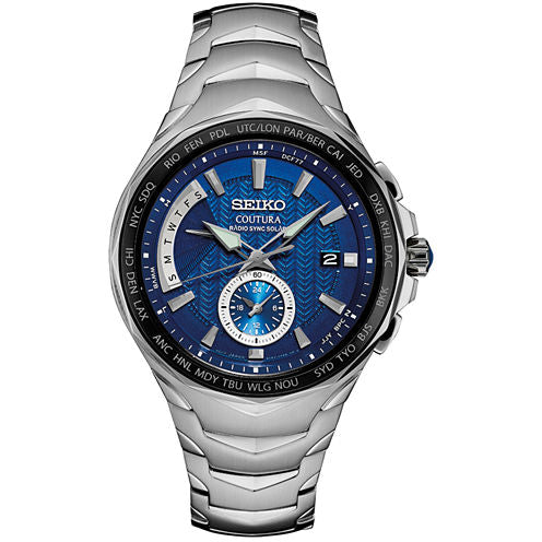 Seiko Coutura Blue Dial Mens Silver Tone Bracelet Watch-Ssg019