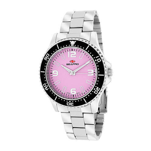 Seapro Tideway Womens Pink Dial Stainless Steel Bracelet Watch