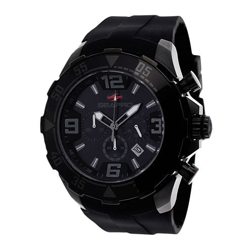 Seapro Diver Mens Black Dial Black Silicone Strap Watch