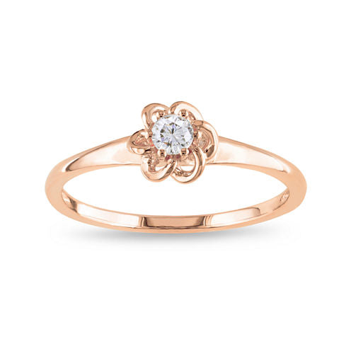 Rose Gold, Diamond Flower Ring 1/10 CT. T.W.