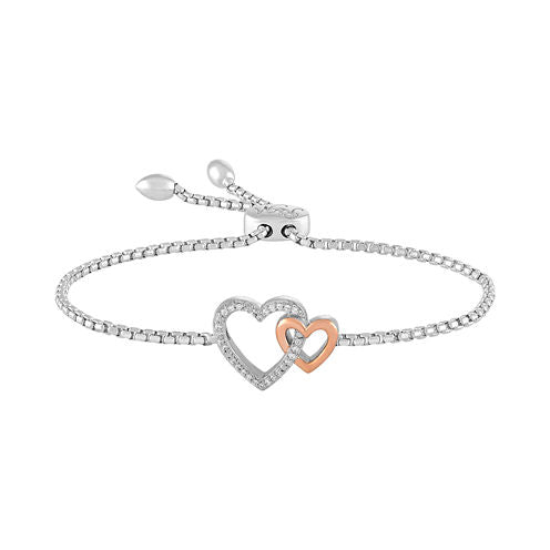 Rhythm & Muse Womens Diamond Accent Sterling Silver & 14K Rose Gold Over Silver Bolo Bracelet