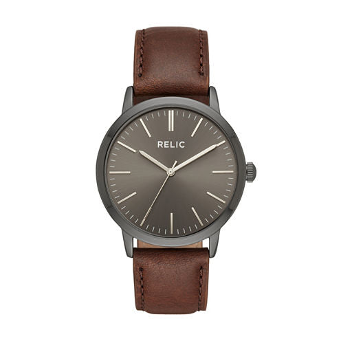 Relic Mens Brown Leather Strap Watch-Zr77300