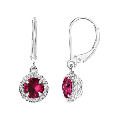 Red Lab-Created Ruby Drop Earrings in  Sterling Silver