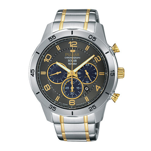 Pulsar® Mens Two-Tone Chronograph Solar Watch