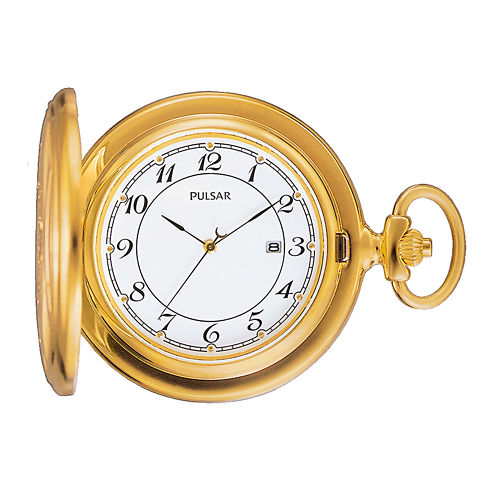 Pulsar® Mens Gold-Tone Stainless Steel Pocket Watch PXD198