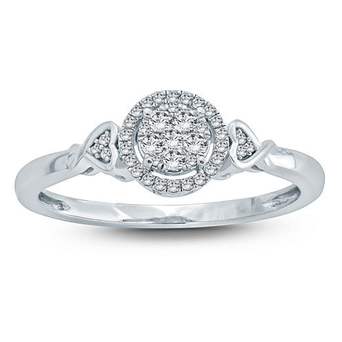 Promise My Love Womens 1/6 CT. T.W. Round White Diamond Sterling Silver Promise Ring