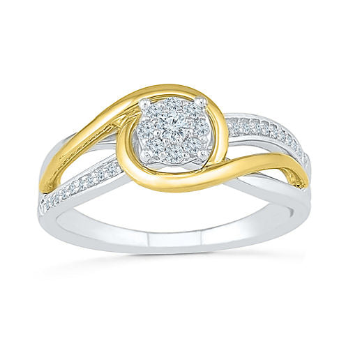 Promise My Love Womens 1/6 CT. T.W. Round White Diamond Gold Over Silver Promise Ring