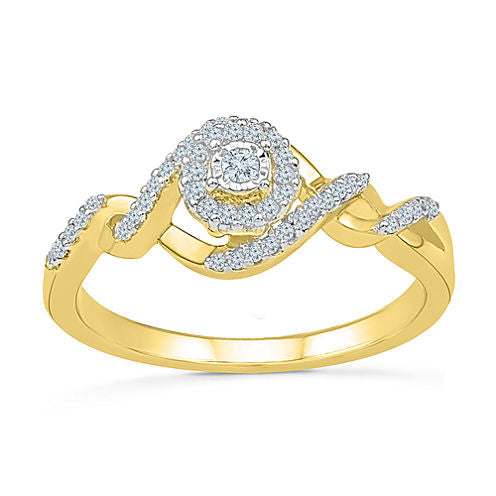 Promise My Love Womens 1/5 CT. T.W. Round White Diamond 10K Gold Promise Ring