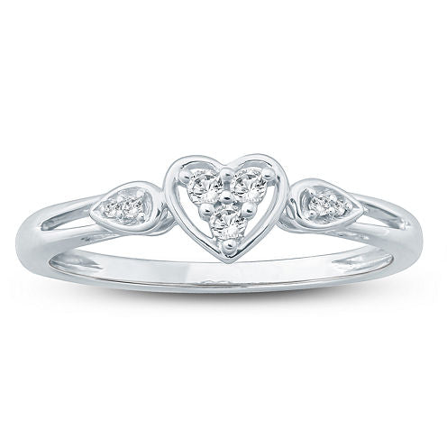 Promise My Love Womens 1/10 CT. T.W. Round White Diamond 10K Gold Promise Ring