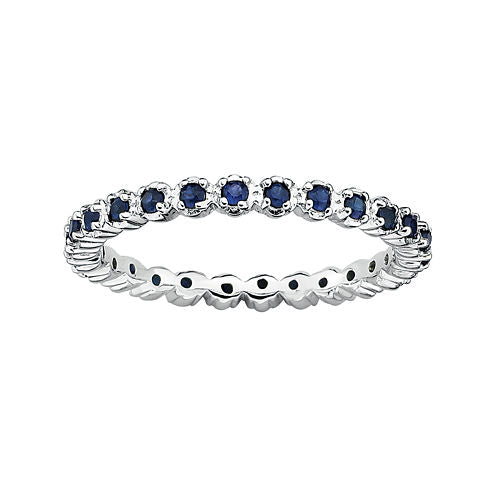 Personally Stackable Lab-Created Sapphire Sterling Silver Eternity Ring