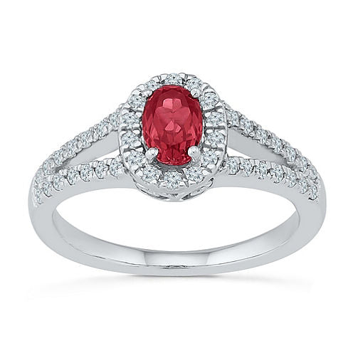 Womens Red Ruby Sterling Silver Cocktail Ring