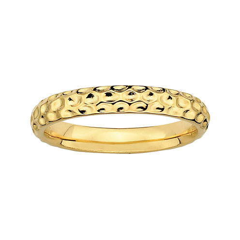 Personally Stackable 18K Yellow Gold Over Sterling Silver 3.5mm Pebbled Ring